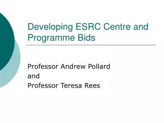 Developing ESRC Centre and Programme Bids