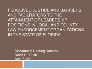 Dissertation Hearing Defense Delsa R. Bush April 7, 2009