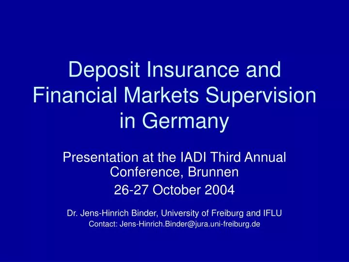 deposit insurance and financial markets supervision in germany