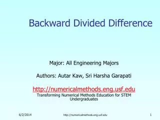 Backward Divided Difference