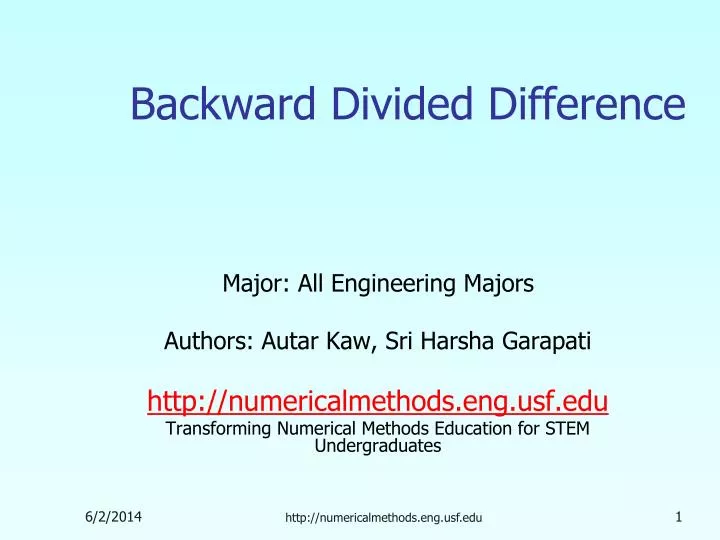 backward divided difference
