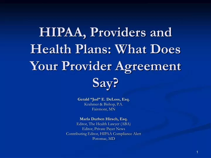 hipaa providers and health plans what does your provider agreement say