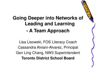 Going Deeper into Networks of Leading and Learning - A Team Approach Lisa Lisowski, FOS Literacy Coach Cassandra Alviani