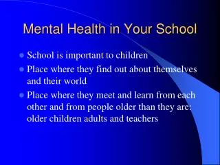 Mental Health in Your School