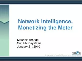 Network Intelligence, Monetizing the Meter