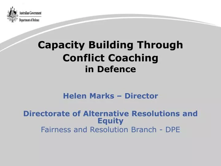 capacity building through conflict coaching in defence
