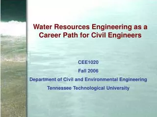 Water Resources Engineering as a Career Path for Civil Engineers
