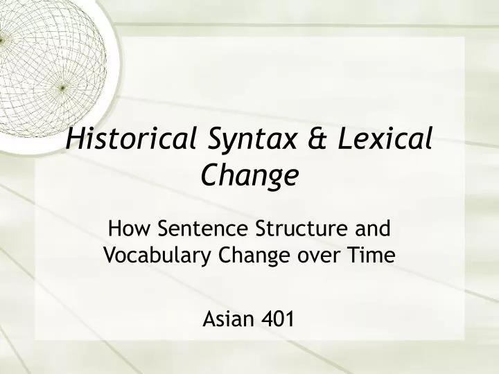 historical syntax lexical change