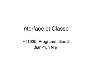 Interface et Classe