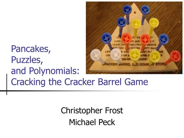 pancakes puzzles and polynomials cracking the cracker barrel game