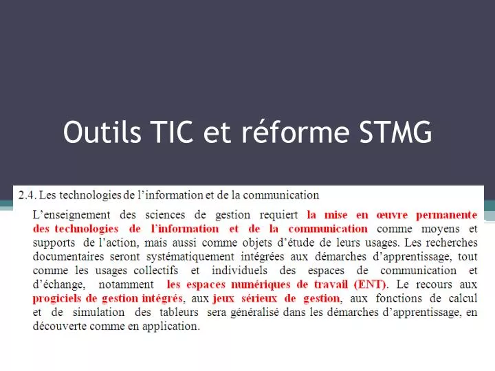 outils tic et r forme stmg