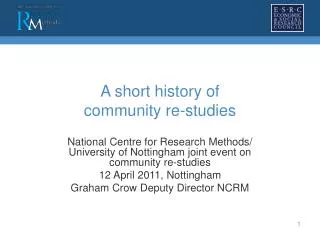 A short history of community re-studies