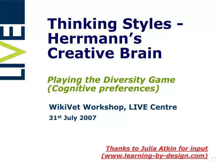thinking styles herrmann s creative brain playing the diversity game cognitive preferences