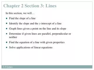 Chapter 2 Section 3: Lines