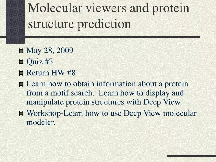 molecular viewers and protein structure prediction