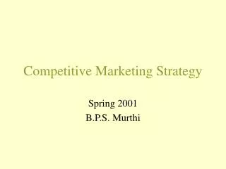 Competitive Marketing Strategy