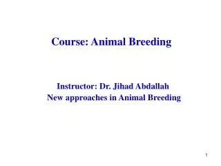 Course: Animal Breeding