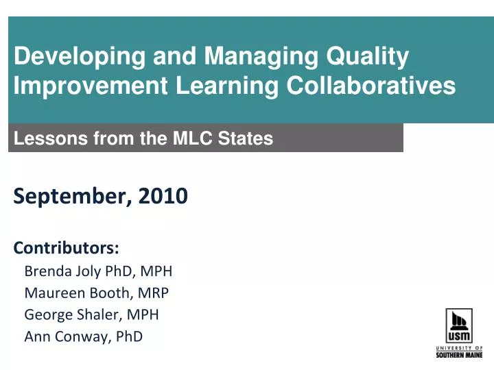 developing and managing quality improvement learning collaboratives