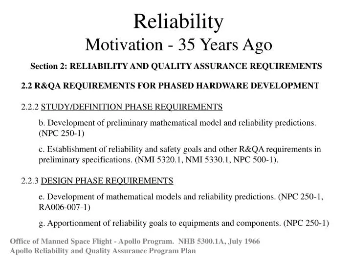 reliability motivation 35 years ago