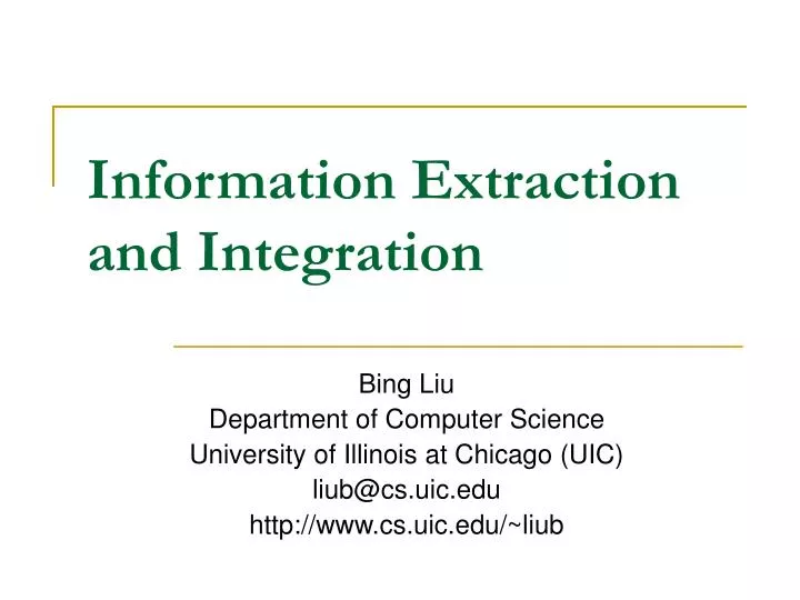 information extraction and integration