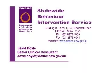 Statewide Behaviour Intervention Service