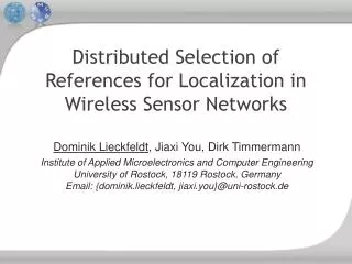Distributed Selection of References for Localization in Wireless Sensor Networks