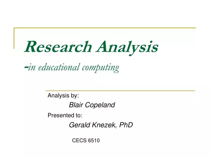 research analysis in educational computing
