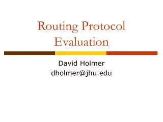 Routing Protocol Evaluation
