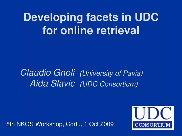 developing facets in udc for online retrieval
