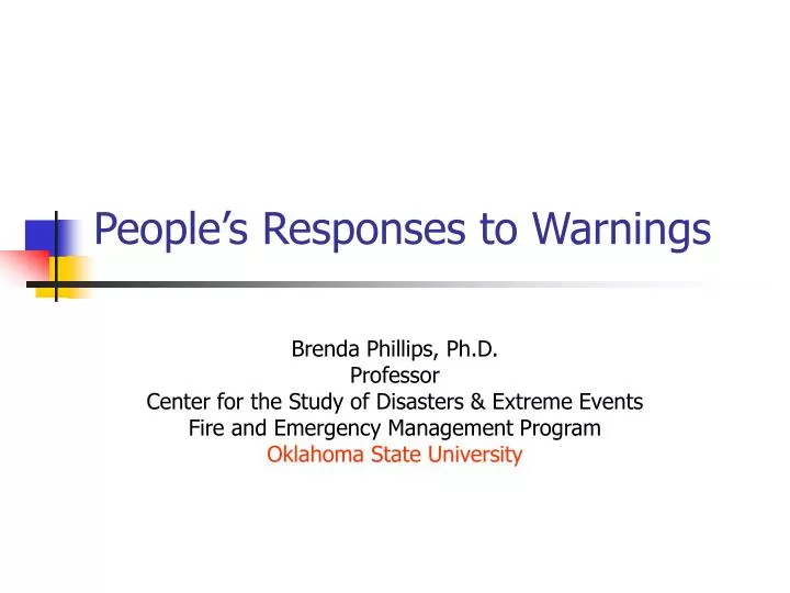 people s responses to warnings