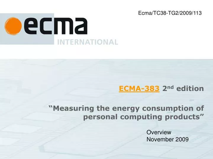 ecma 383 2 nd edition measuring the energy consumption of personal computing products