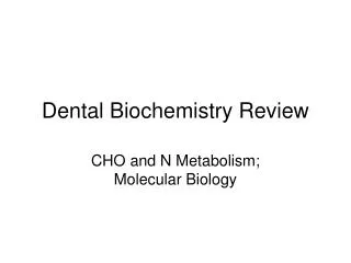 Dental Biochemistry Review