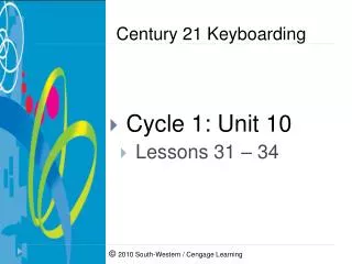 Cycle 1: Unit 10 Lessons 31 – 34