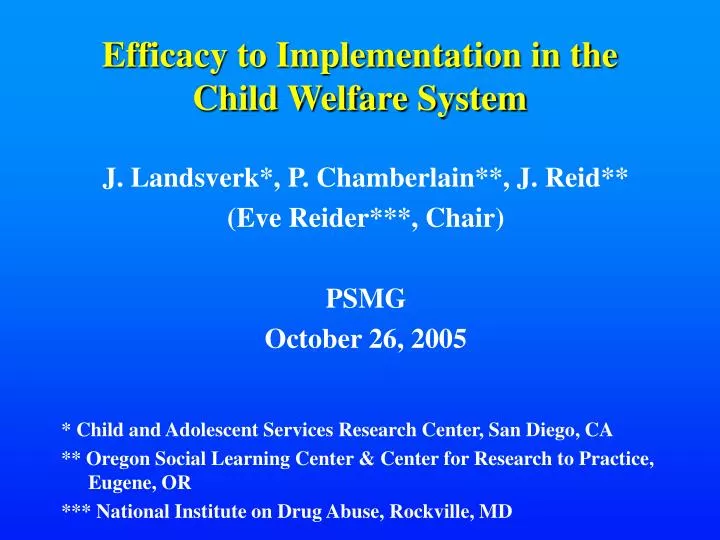efficacy to implementation in the child welfare system