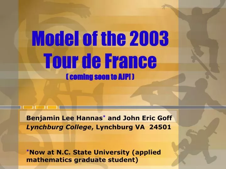 model of the 2003 tour de france coming soon to ajp