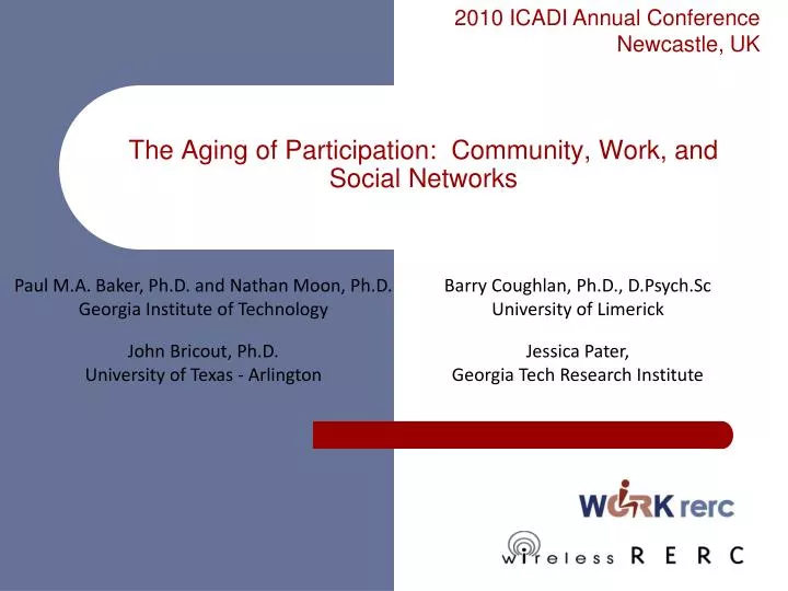 the aging of participation community work and social networks