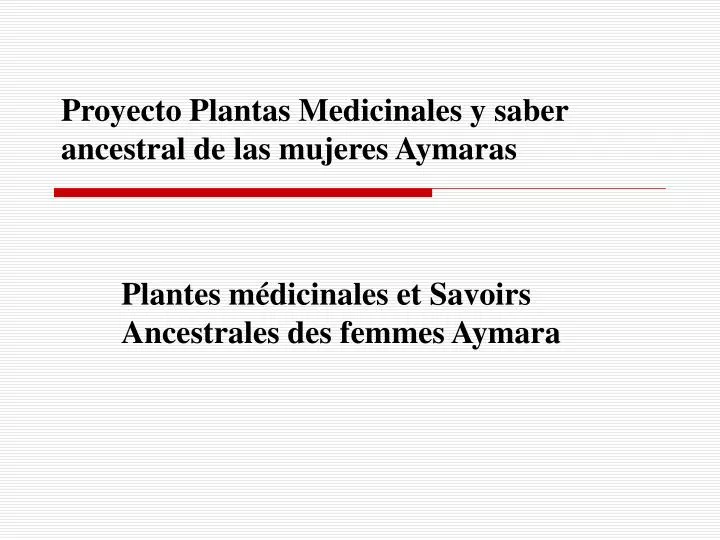 proyecto plantas medicinales y saber ancestral de las mujeres aymaras