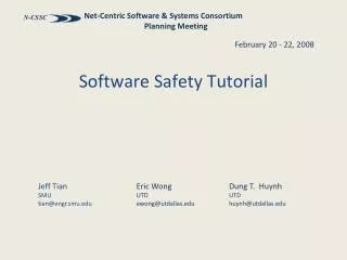 Software Safety Tutorial