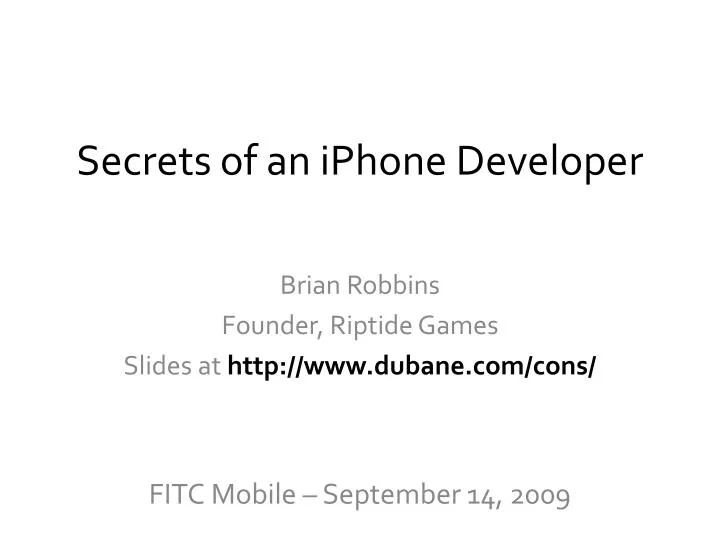 secrets of an iphone developer
