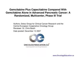 Gemcitabine Plus Capecitabine Compared With Gemcitabine Alone in Advanced Pancreatic Cancer: A Randomized, Multicenter,