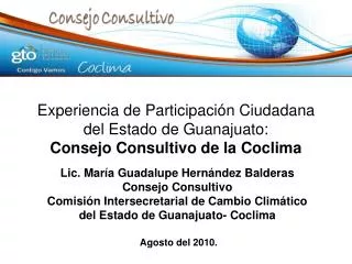 Experiencia de Participación Ciudadana del Estado de Guanajuato: Consejo Consultivo de la Coclima