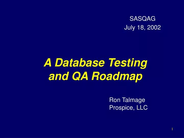 a database testing and qa roadmap
