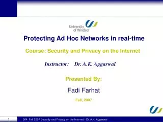 Protecting Ad Hoc Networks in real-time