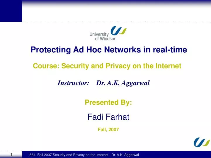 protecting ad hoc networks in real time
