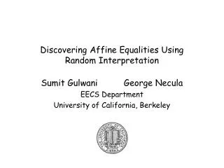 Discovering Affine Equalities Using Random Interpretation