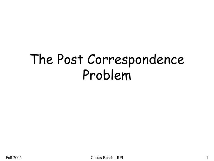 the post correspondence problem