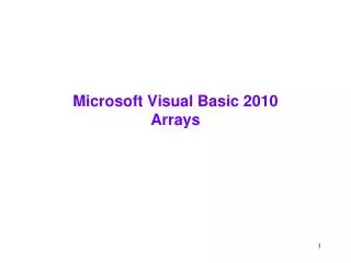 Microsoft Visual Basic 2010 Arrays