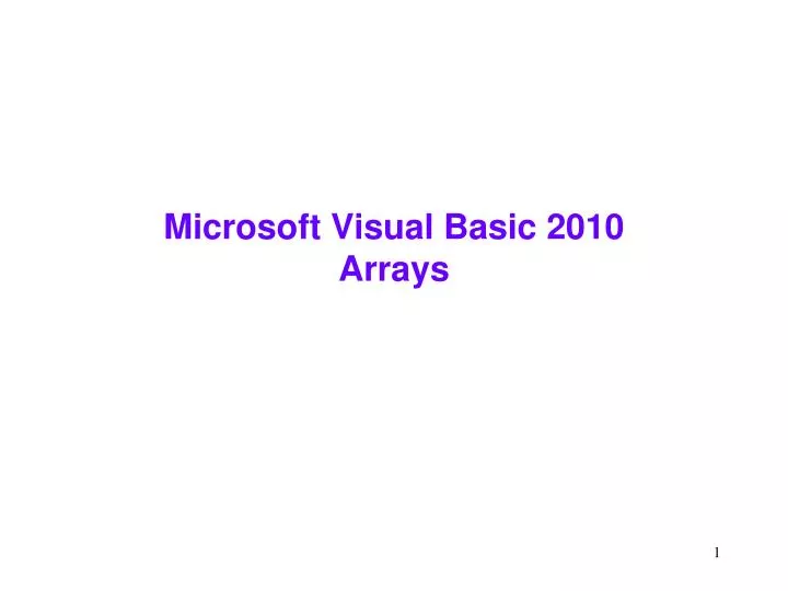 microsoft visual basic 2010 arrays