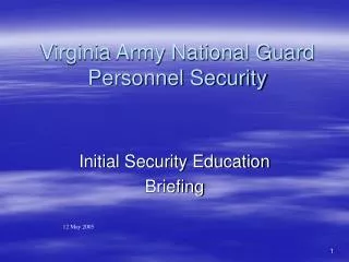 Virginia Army National Guard Personnel Security