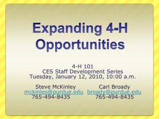 Expanding 4-H Opportunities